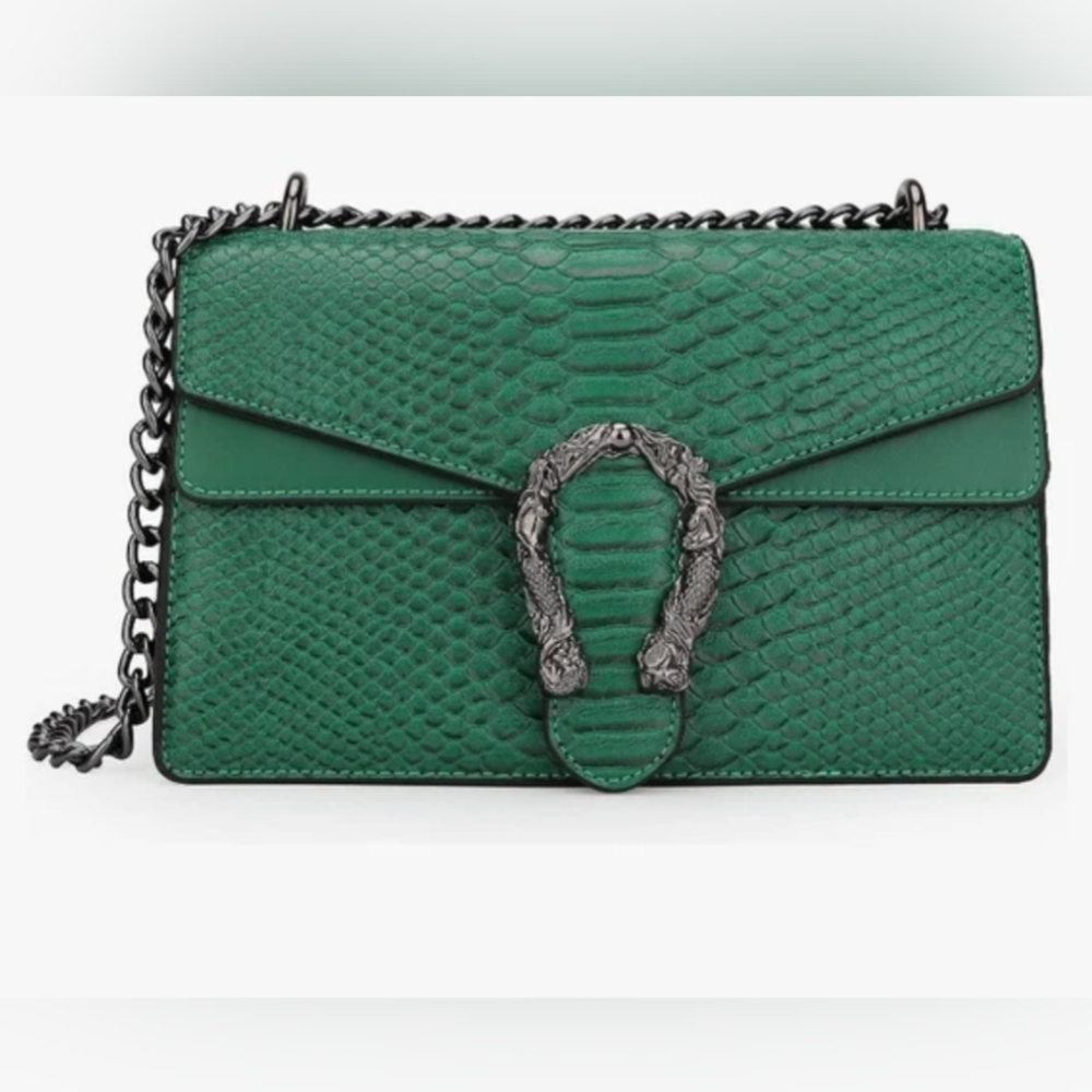 Green Snake Print Handbag